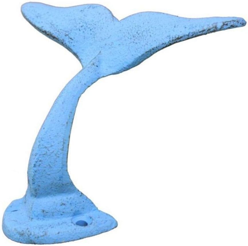 Handcrafted Nautical Decor Rustic Light Blue Cast Iron Decorative Whal –